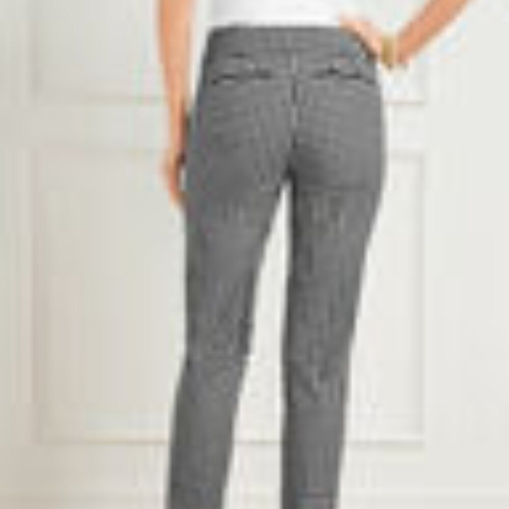 Talbots Chatham Ankle Pant 10 Gingham Navy Blue White Stretch Classic Spring